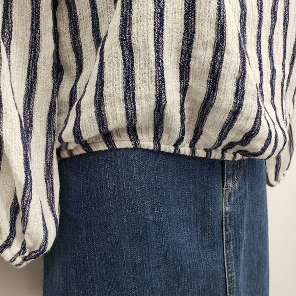 Areopostale Stripe Top Long Sleeves w/Slits Off Shoulder Pullover - Picture 6 of 9